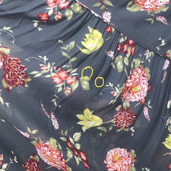 ANTHROPOLOGIE Evelin XS Maxi Dress Green Floral Boho Ruffle Tiered Chiffon - Picture 12 of 12